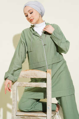 Fermuarlı Mini Taş Süslemeli İkili Takım Çağla Yeşili - DÜZENLENECEK ÜRÜNLER