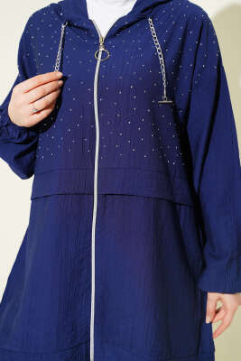 Fermuarlı Mini Taş Süslemeli İkili Takım Lacivert - İkili Takım