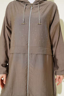 Fermuarlı Mini Taş Süslemeli İkili Takım Vizon - İkili Takım