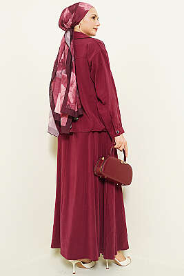 Fermuarlı Modal Etekli İkili Takım Bordo - İkili Takım