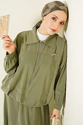 Fermuarlı Modal Etekli İkili Takım Çağla Yeşili - İkili Takım