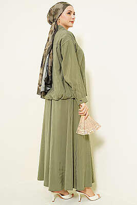 Fermuarlı Modal Etekli İkili Takım Çağla Yeşili - İkili Takım