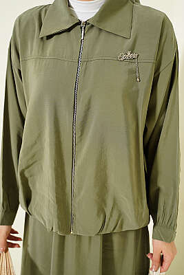 Fermuarlı Modal Etekli İkili Takım Çağla Yeşili - İkili Takım