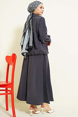 Fermuarlı Modal Etekli İkili Takım Füme - İkili Takım