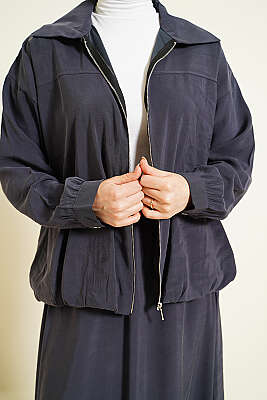 Fermuarlı Modal Etekli İkili Takım Füme - İkili Takım