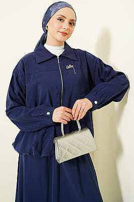 Fermuarlı Modal Etekli İkili Takım Lacivert - İkili Takım