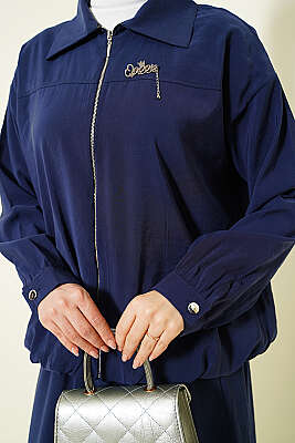 Fermuarlı Modal Etekli İkili Takım Lacivert - İkili Takım