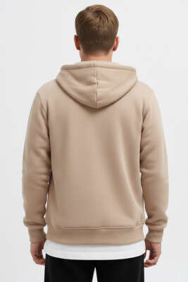 Fermuarlı Oversize Erkek Mevsimlik Hırka Bej - Erkek Yelek