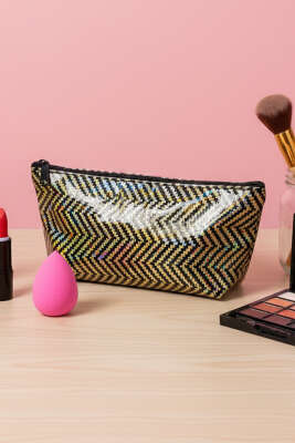 Fermuarlı Parlak Makyaj Çantası Asorti 12 