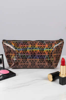 Fermuarlı Parlak Makyaj Çantası Asorti 17 