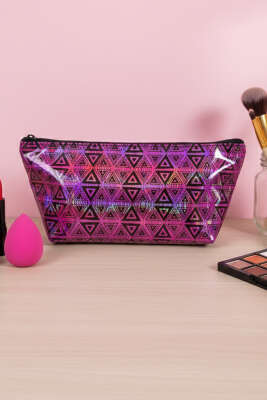 Fermuarlı Parlak Makyaj Çantası Asorti 3 