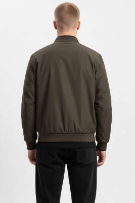 Fermuarlı Ribana Detaylı Mevsimlik Erkek Mont Kahve - Erkek Mont