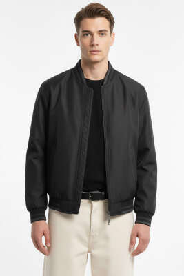 Fermuarlı Ribana Detaylı Mevsimlik Erkek Mont Siyah - DYNAMO