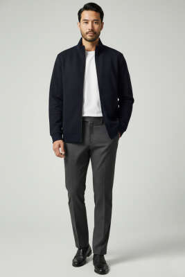 Fermuarlı Scuba Erkek Hırka Lacivert - Erkek Kazak