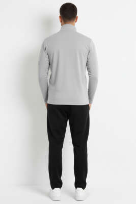 Fermuarlı Scuba Erkek Sweatshirt Gri - Erkek Sweatshirt