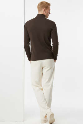 Fermuarlı Scuba Erkek Sweatshirt Kahve - Erkek Sweatshirt