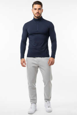 Fermuarlı Scuba Erkek Sweatshirt Lacivert - Erkek Sweatshirt