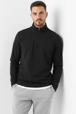Fermuarlı Scuba Erkek Sweatshirt Siyah - WİPEOUT