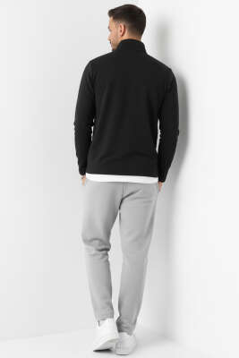 Fermuarlı Scuba Erkek Sweatshirt Siyah - Erkek Sweatshirt