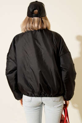 Fermuarlı Şişme Kısa Mont Siyah - Yeni Giyim