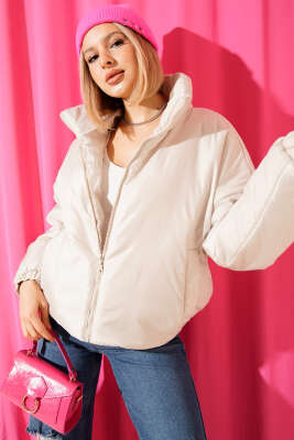 Fermuarlı Şişme Kısa Mont Taş - CALİENTE