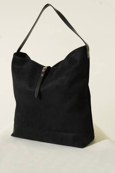 Fermuarlı Süet Kol Çanta Siyah - Kol Çantası
