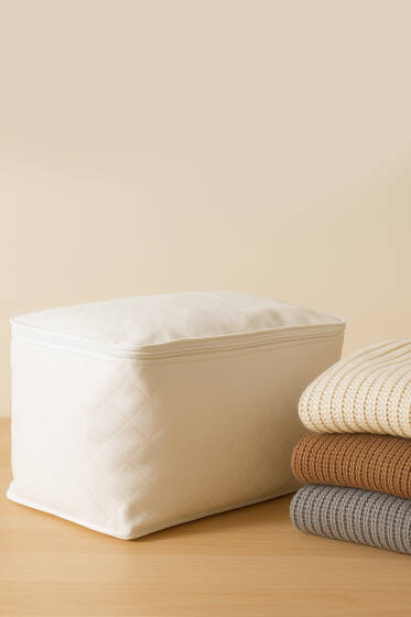 Fermuarlı Tela Kazak Hurç Beyaz - Hurç