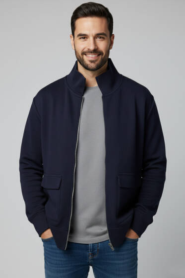 Fermuarlı Triko Erkek Hırka Lacivert - Erkek Hırka