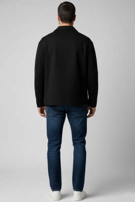 Fermuarlı Triko Erkek Hırka Siyah - Erkek Hırka