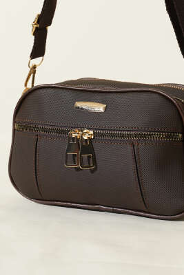 Fermuarlı Üç Bölmeli Çapraz Çanta Acı Kahve - Kol Çantası