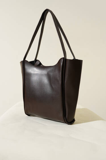  Fermuarlı Uzun Kulplu Kol Çanta Acı Kahve - Kol Çantası