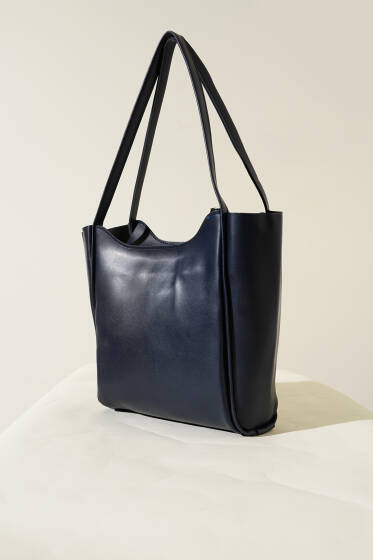  Fermuarlı Uzun Kulplu Kol Çanta Lacivert - Kol Çantası