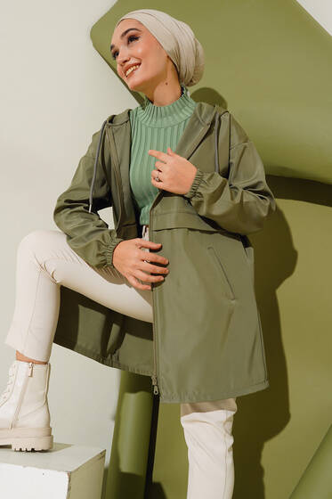 Fermuarlı Yağmurluk Haki - Dış Giyim&Mont