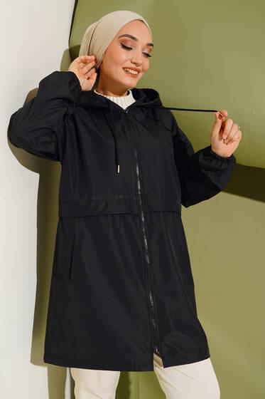 Fermuarlı Yağmurluk Siyah - Dış Giyim&Mont