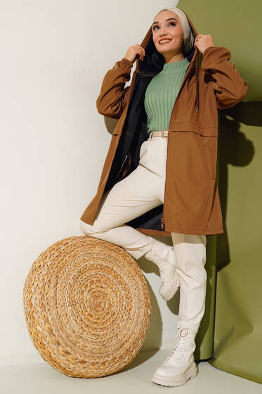 Fermuarlı Yağmurluk Taba - Dış Giyim&Mont