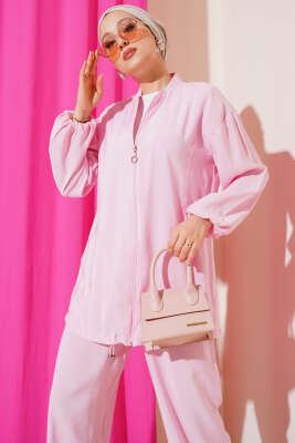 Fermuarlı Yandan Cepli İkili Takım Pembe - 700-1000 TL Ürünler