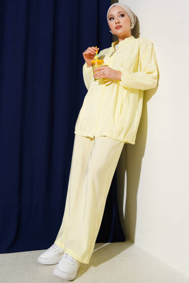 Fermuarlı Yandan Cepli İkili Takım Sarı - İkili Takım