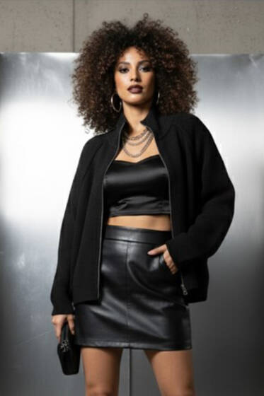 Fermuarlı Yarım Boğazlı Triko Hırka Siyah - Kadın Giyim Modelleri