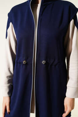 Fermuarlı Yelekli Loyşa Üçlü Takım Lacivert - İkili Takım