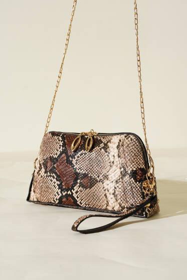 Fermuarlı Zincir Askılı Çanta Latte - Kol Çantası