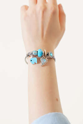 Fil Charmlı Bileklik Bebe Mavi - DEMİR BİJUTERİ