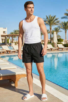 File Astarlı Deniz Şortu Siyah - ERKEK DENİZ ŞORT