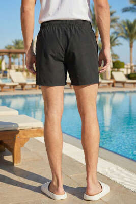 File Astarlı Deniz Şortu Siyah - ERKEK DENİZ ŞORT