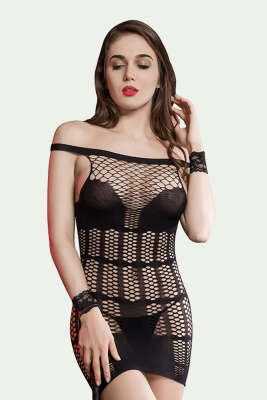 File Desenli Fantezi Vücut Çorabı Siyah - Yılın Fırsatı