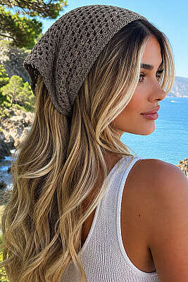 File Örgülü Bağlamalı Bandana Bronz 