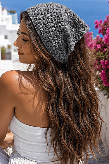 File Örgülü Bağlamalı Bandana Füme - Bandana
