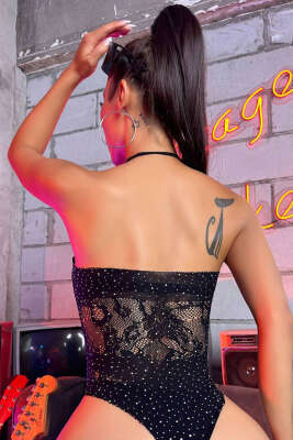 File Taşlı Fantezi Vücut Çorabı Siyah - Fantezi İç Giyim