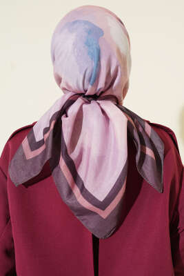 Fiori Desen Lina Eşarp Acı Kahve - Başörtüsü