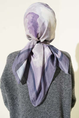 Fiori Desen Lina Eşarp Füme - Başörtüsü