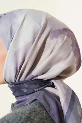 Fiori Desen Lina Eşarp Füme - Başörtüsü